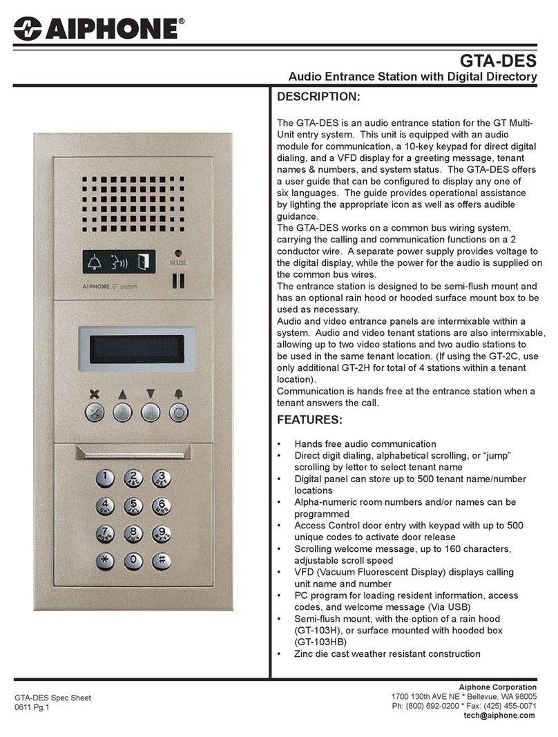 Aiphone GTA-DES Information card