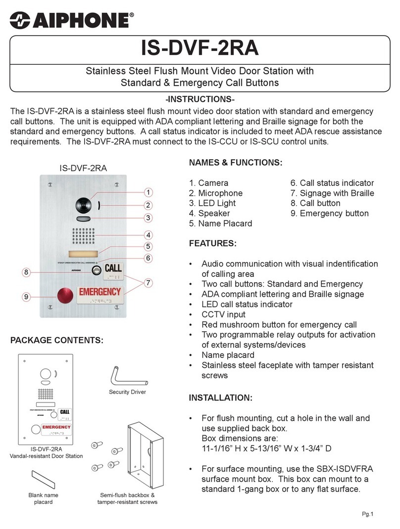 Aiphone IS-DVF-2RA instructions