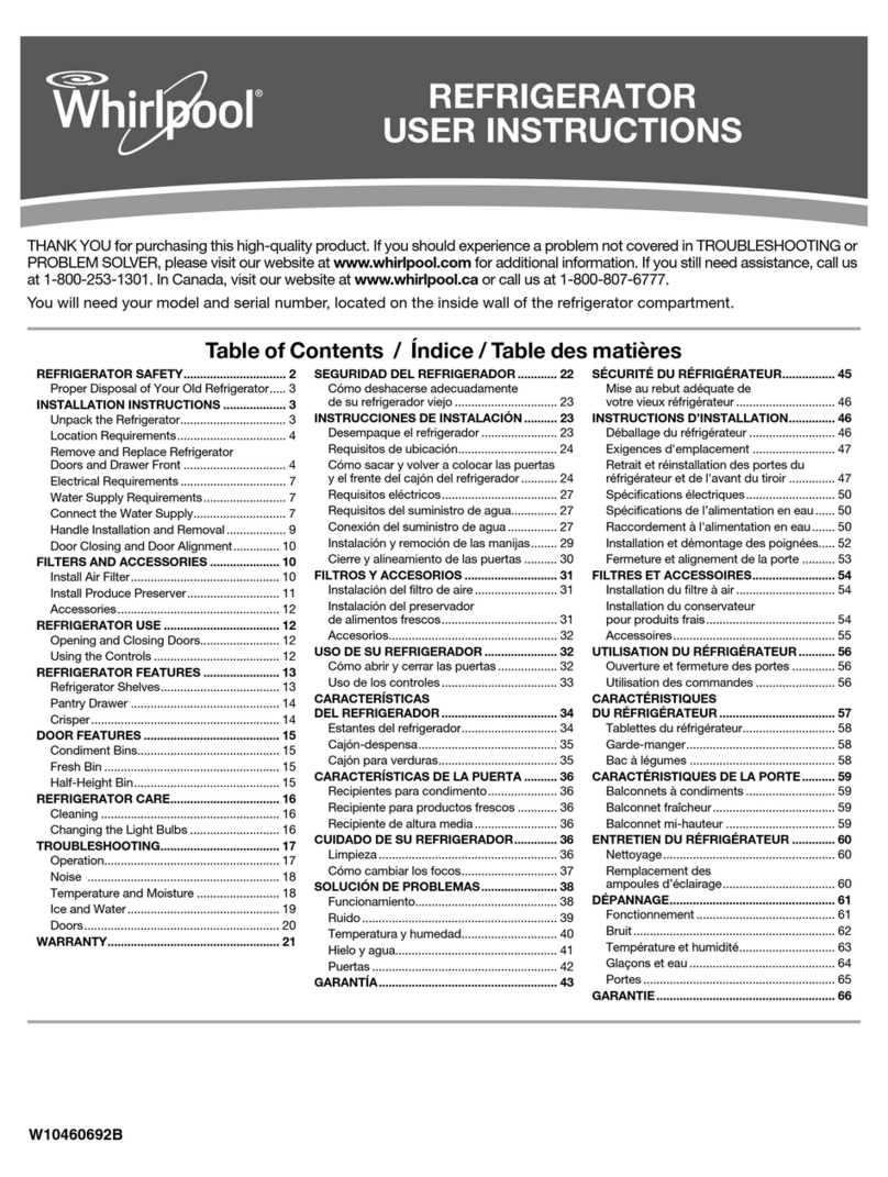 Whirlpool REFRIGERATOR User manual