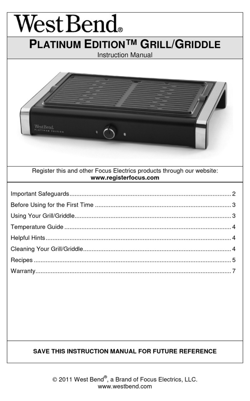 West Bend PLATINUM EDITION GRILL/GRIDDLE instruction manual West Bend PLATINUM EDITION GRILL/GRIDDLE instruction manual