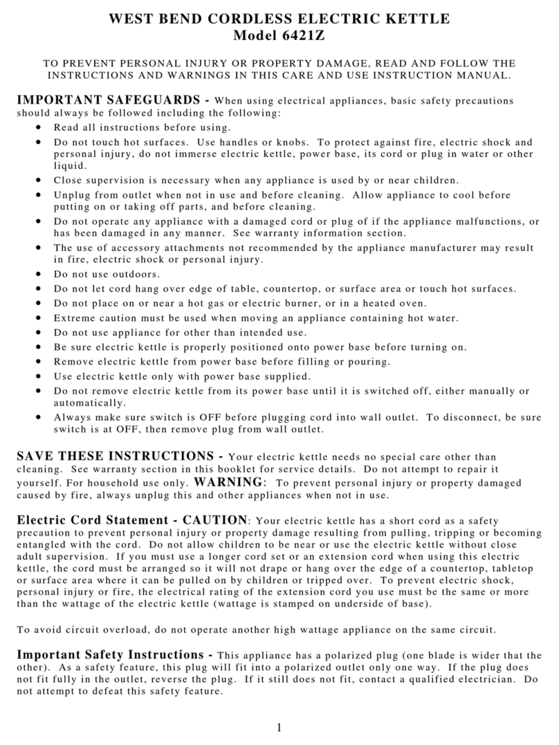 West Bend 6421Z instruction manual