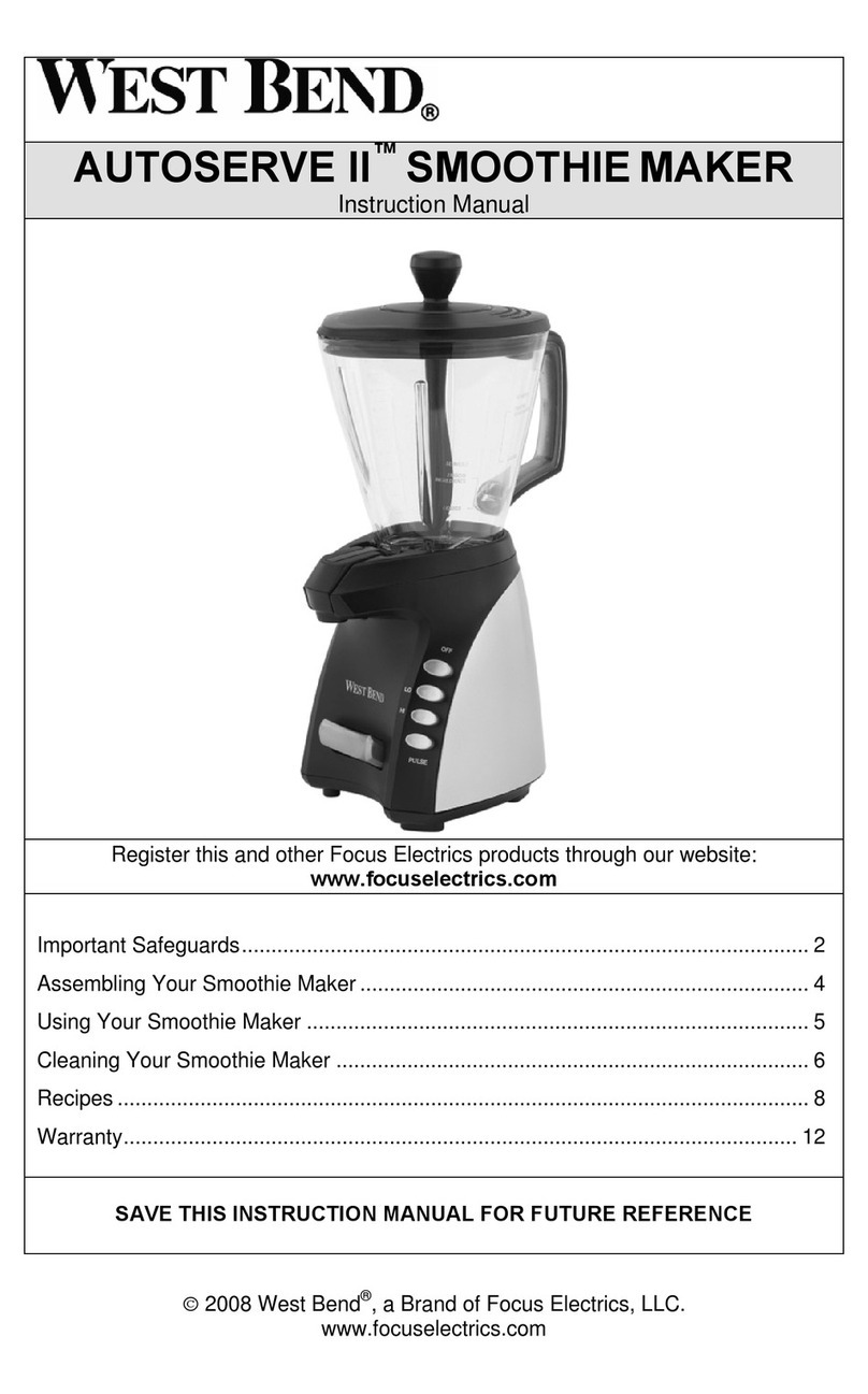 West Bend AUTOSERVE II SMOOTHIE MAKER User manual