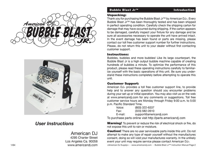 American DJ Bubble Blast Jr User instructions