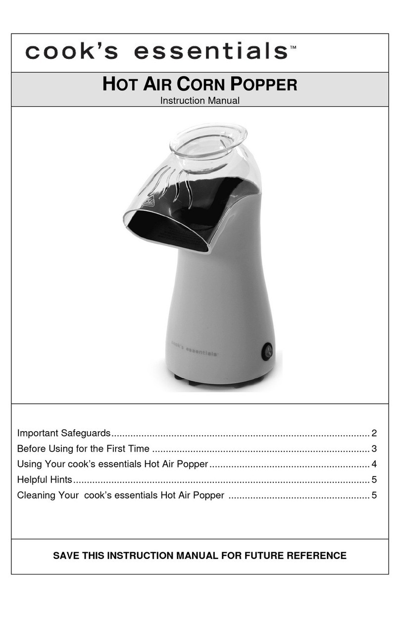 Cook's essentials HOT AIR CORN POPPER instruction manual