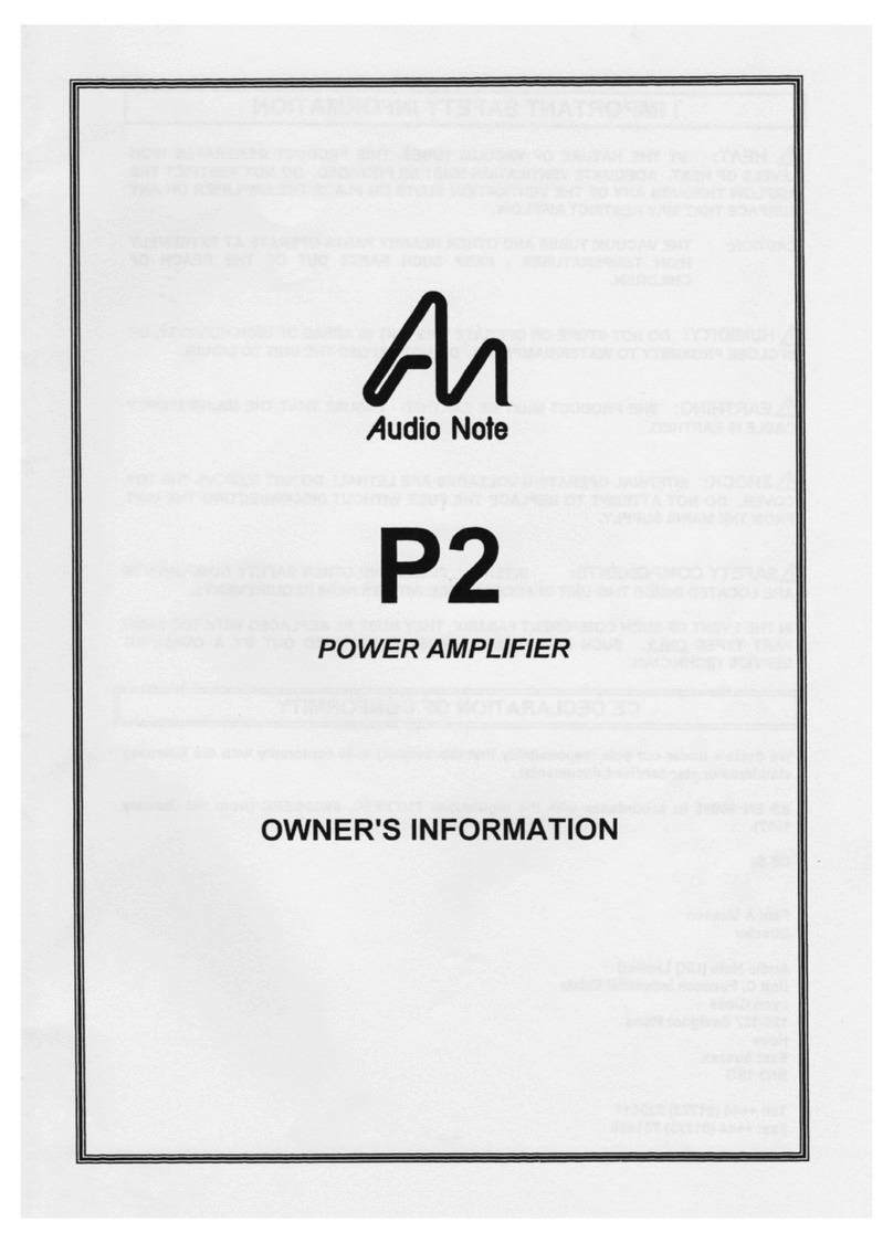 Audio Note P2 Owner's manual