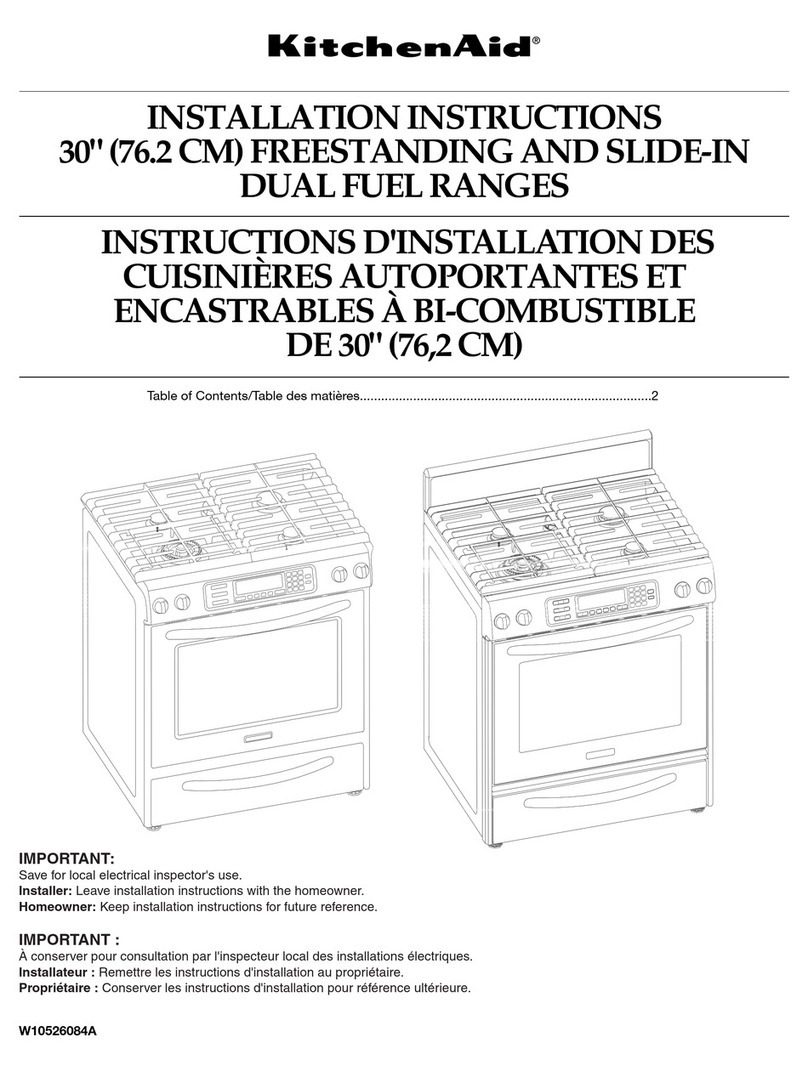 KitchenAid 30" (76.2 CM) FREESTANDING AND SLIDE-IN DUAL FUEL... User manual