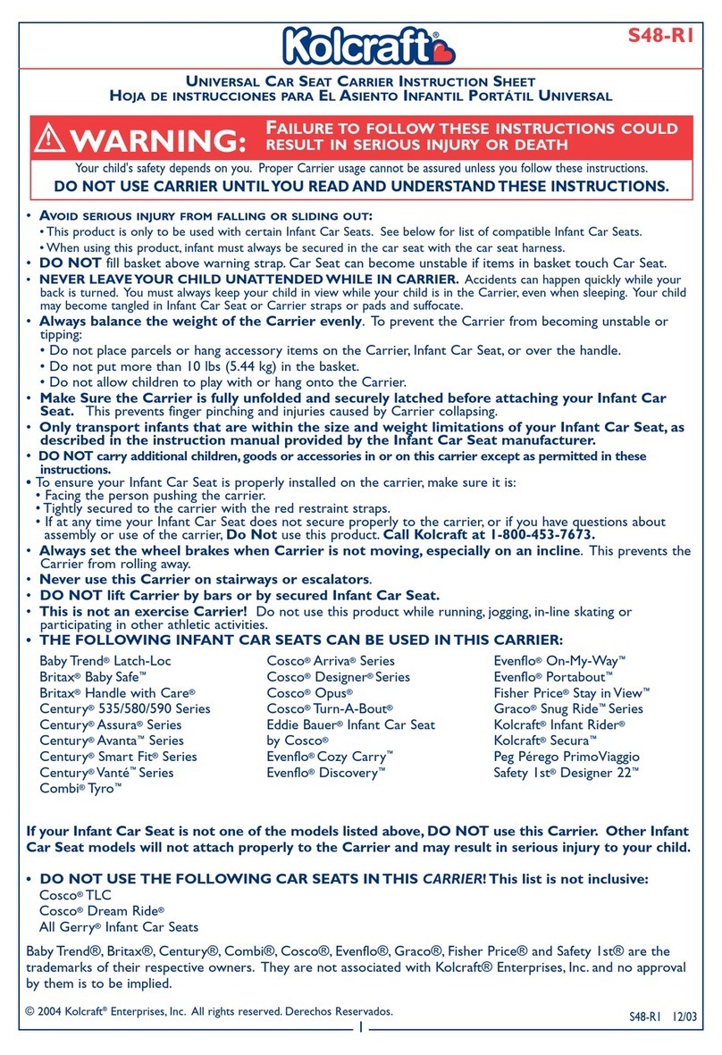 Kolcraft UNIVERSAL CAR SEAT CARRIER instruction sheet
