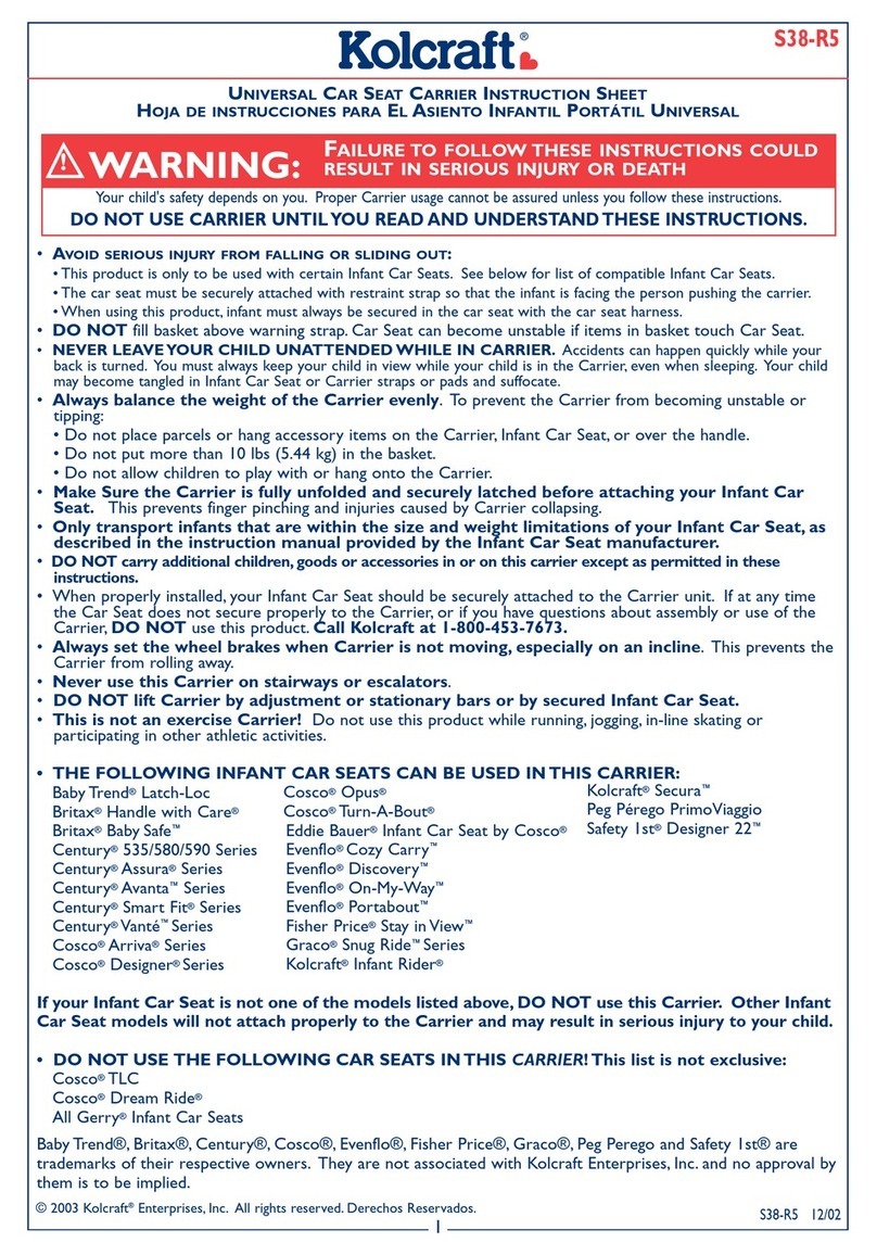 Kolcraft UNIVERSAL CAR SEAT CARRIER instruction sheet