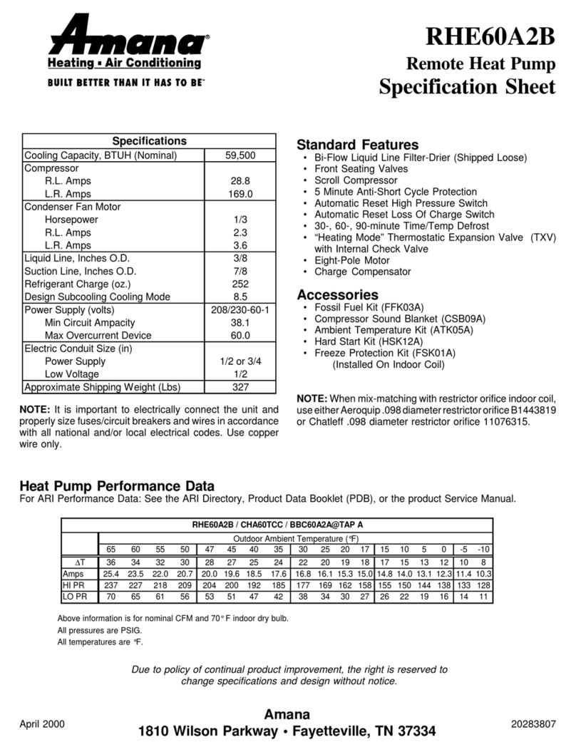 Amana RHE60A2B Specification sheet Amana RHE60A2B Specification sheet