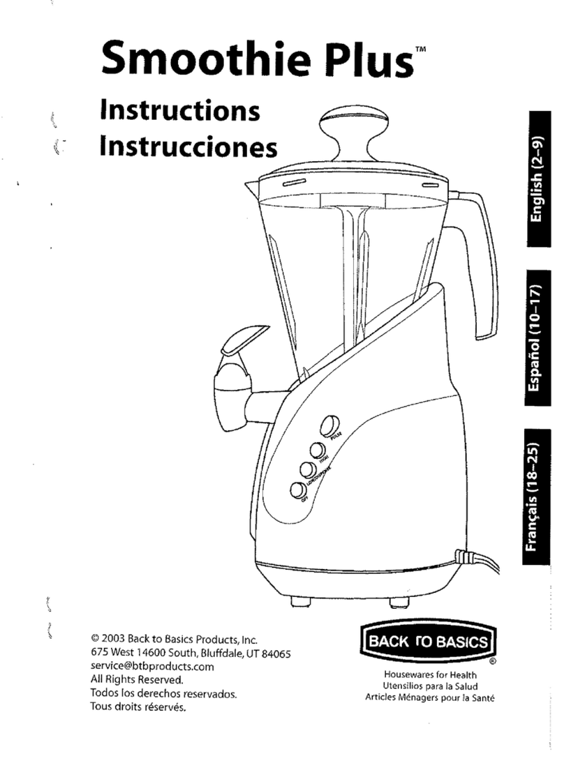 Back to Basics Smoothie Plus User manual