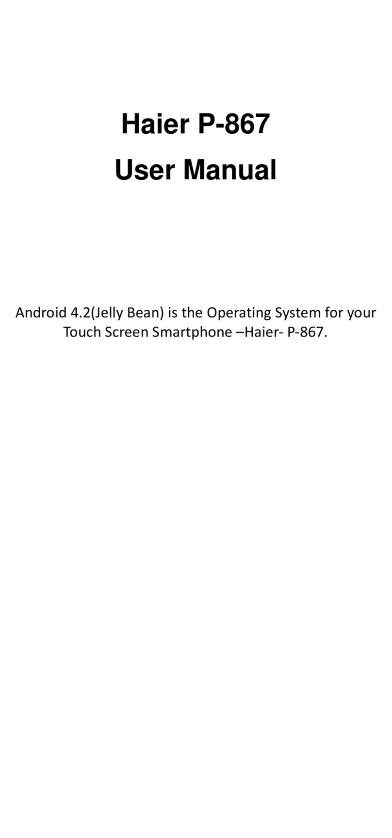 Haier P-867 User manual