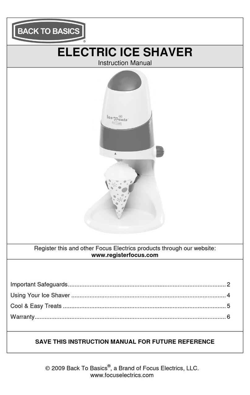 Back to Basics Electric Ice Shaver User manual