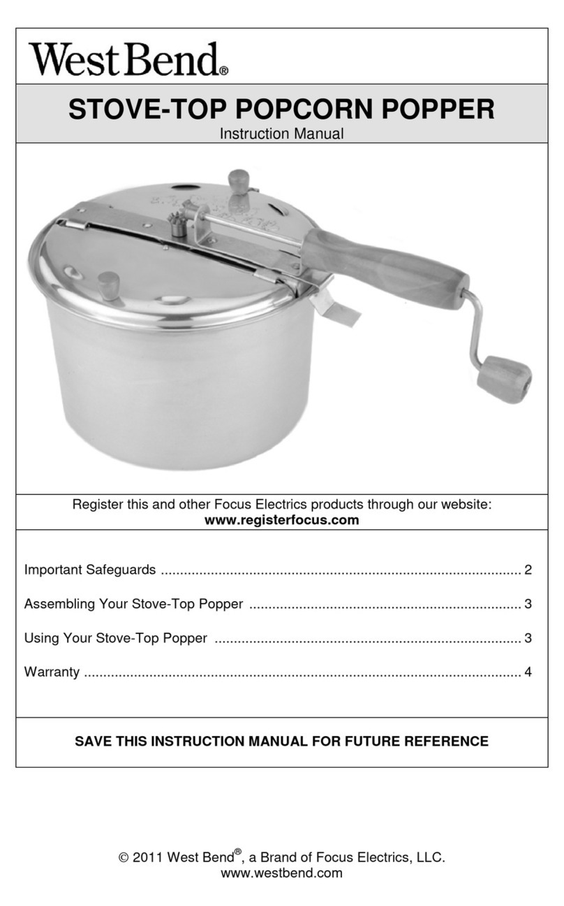 West Bend STOVE-TOP POPCORN POPPER instruction manual