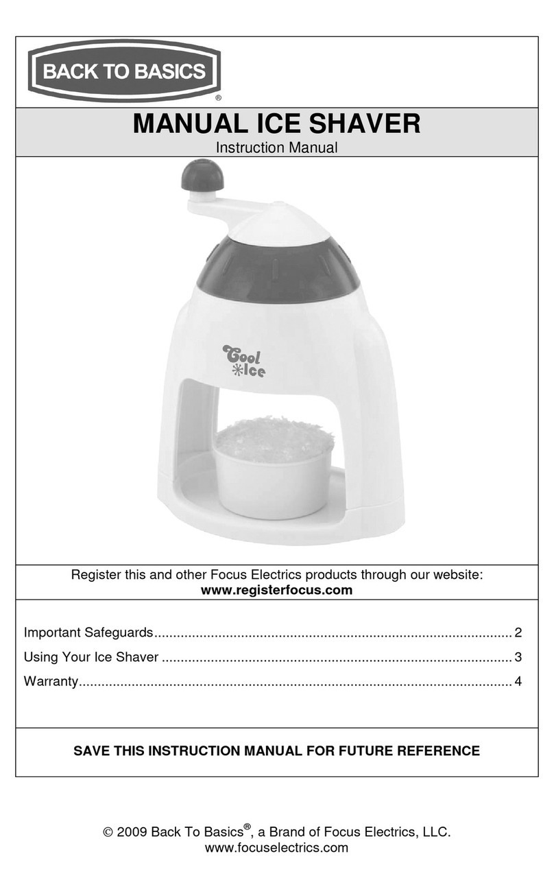 Back to Basics Electric Ice Shaver User manual