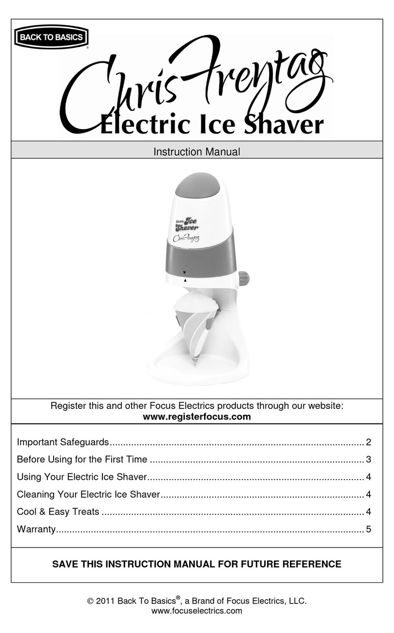 Back to Basics Electrick Ice Shaver User manual