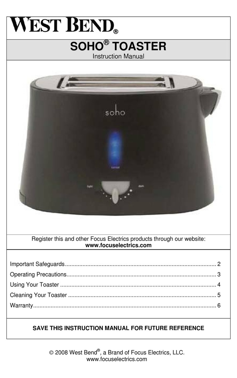 West Bend SOHO Toaster User manual