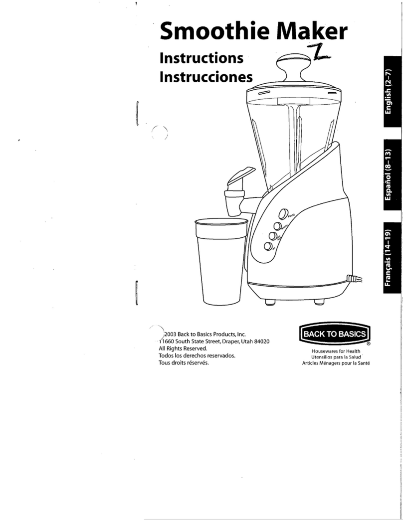 Back to Basics Smoothie Maker User manual