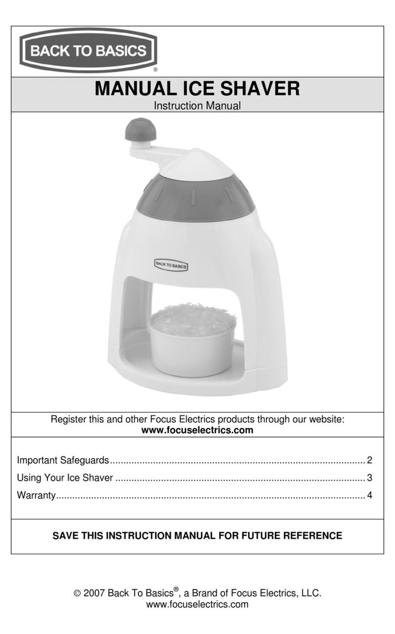 Back to Basics Electric Ice Shaver User manual