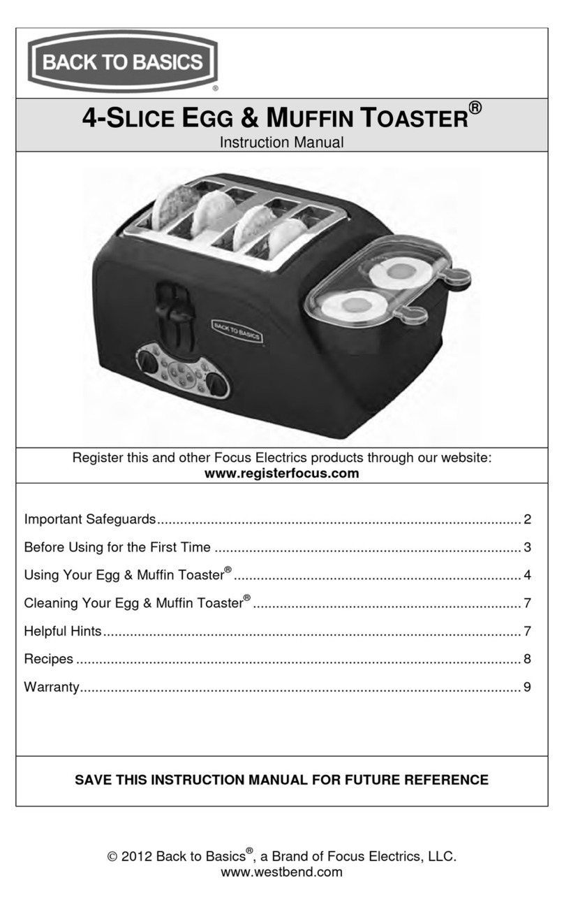 Back to Basics 4-SLICE EGG & MUFFIN TOASTER instruction manual