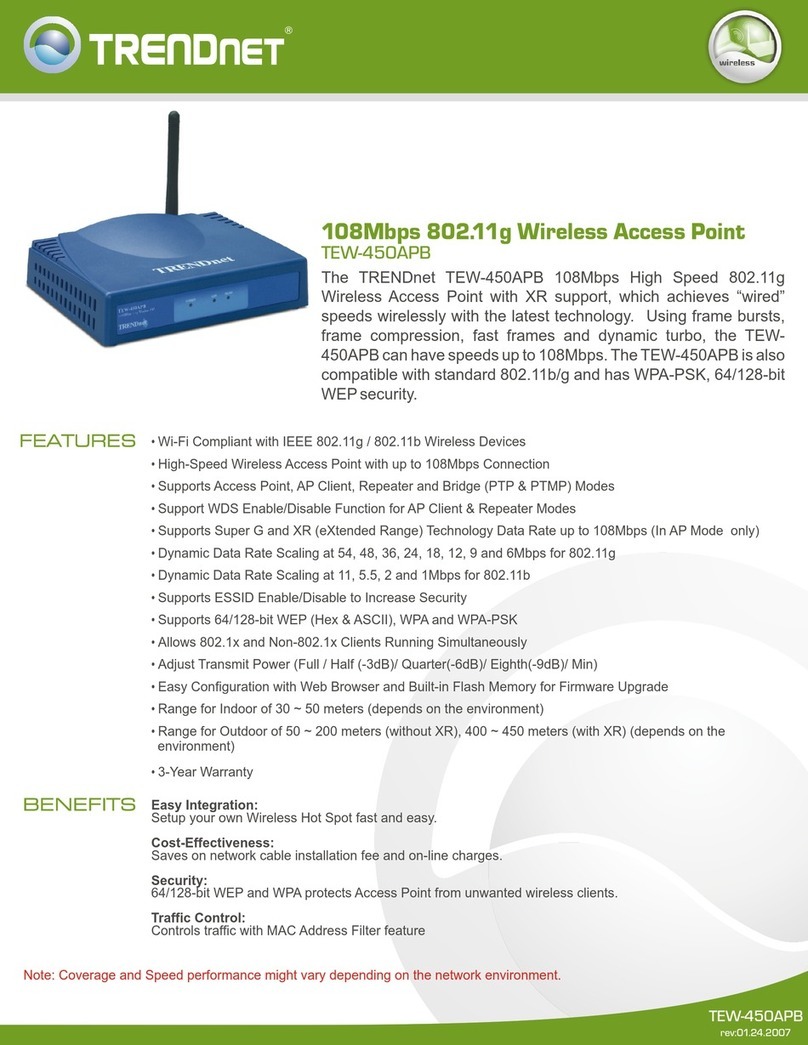 TRENDnet TEW-450APB - Wireless Super G Access Point User manual TRENDnet TEW-450APB - Wireless Super G Access Point User manual