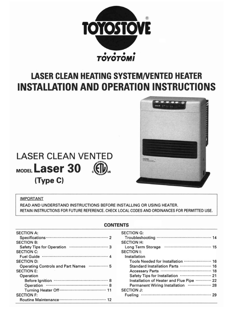 Toyostove Laser 30 Type B Installation and operation instructions Toyostove Laser 30 Type B Installation and operation instructions