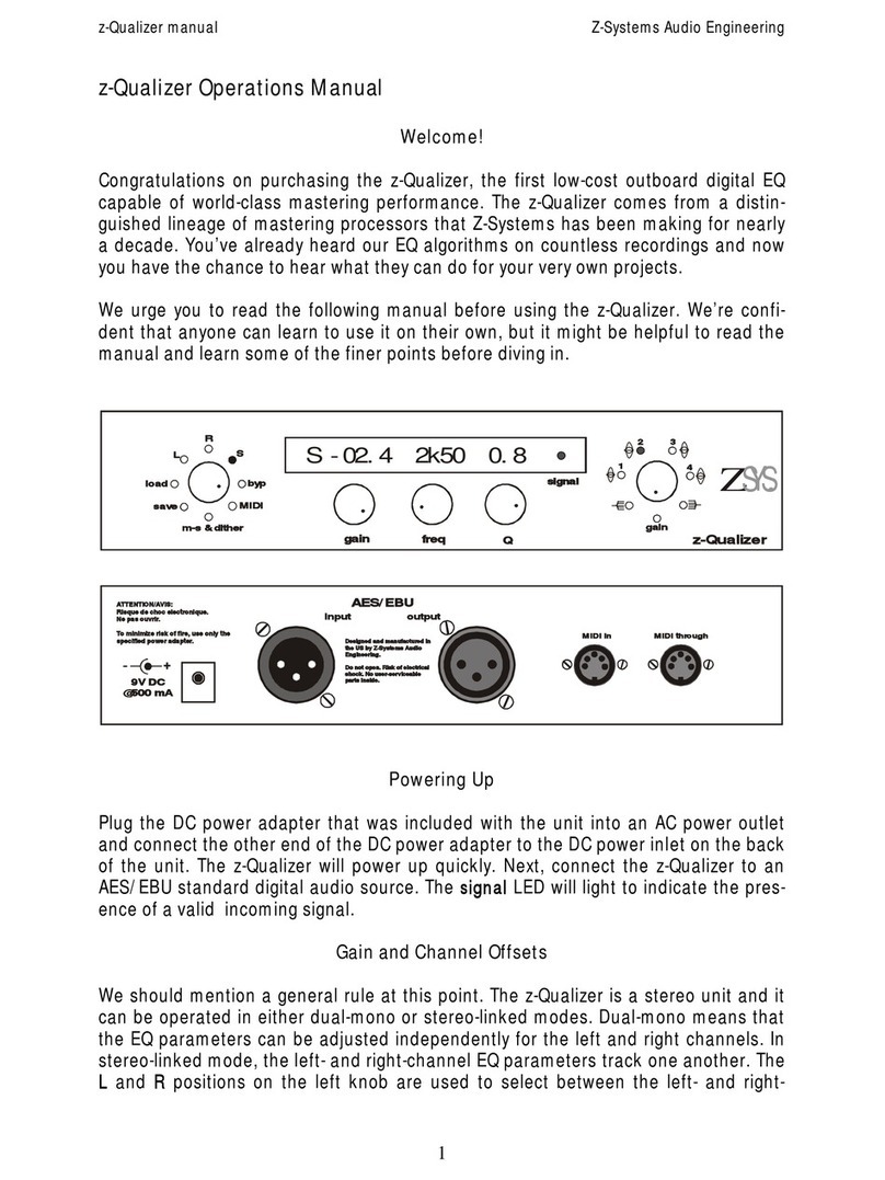 Z Systems z-Qualizer Operation manual