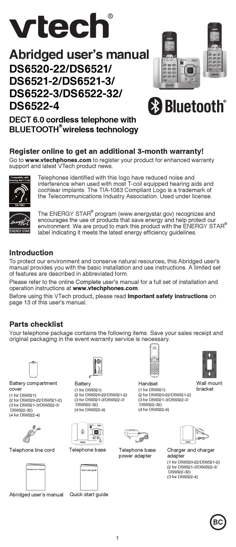 V-tech DS6520-22 User manual
