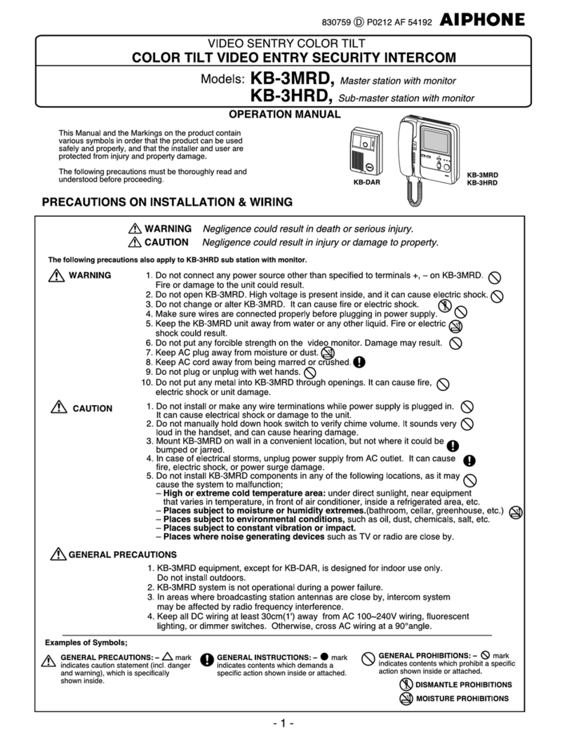 Aiphone KB-3MRD User manual Aiphone KB-3MRD User manual