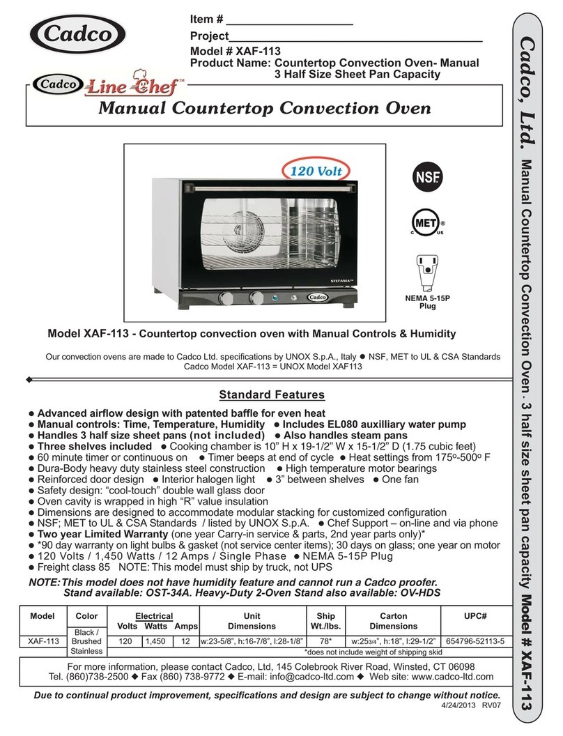 Cadco Line Chef XAF-113 Owner's manual Cadco Line Chef XAF-113 Owner's manual