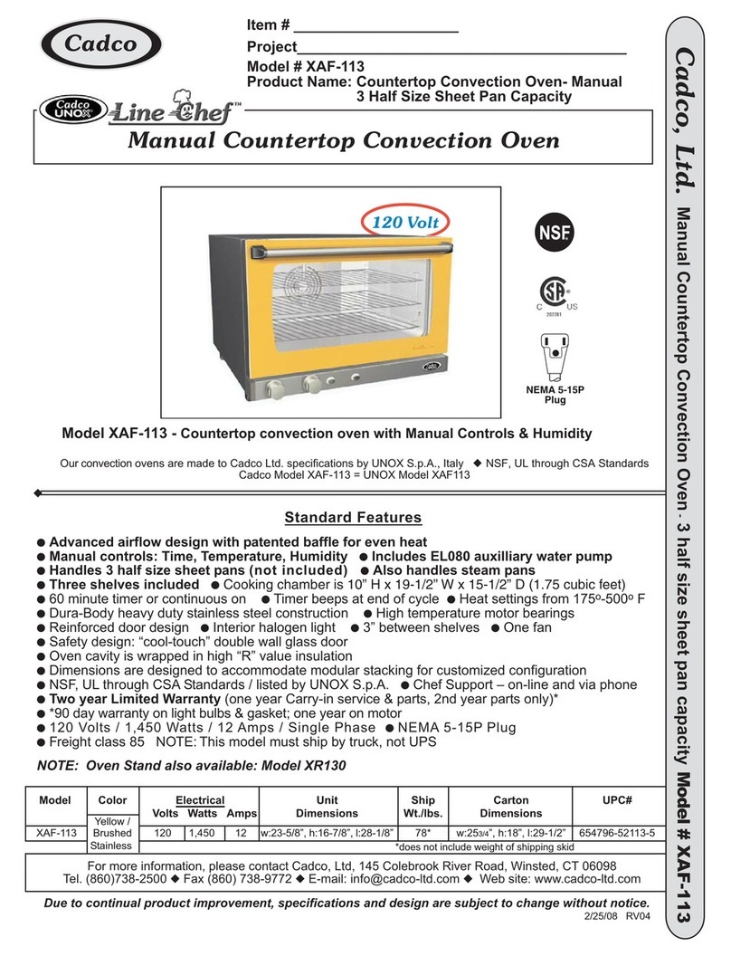 Cadco Line Chef XAF-113 Owner's manual