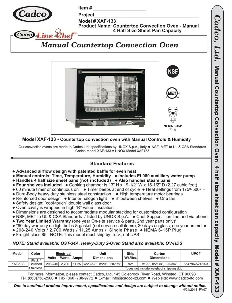Cadco Line Chef XAF-133 Owner's manual