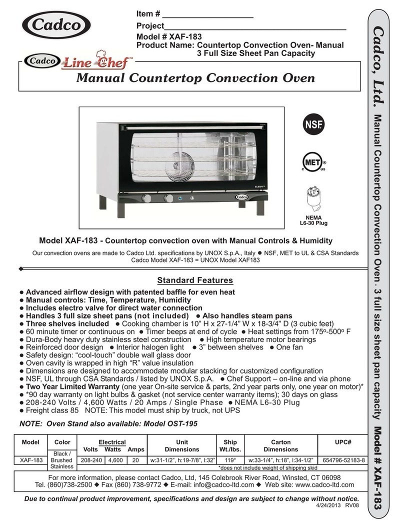 Cadco Line Chef XAF-183 Owner's manual Cadco Line Chef XAF-183 Owner's manual