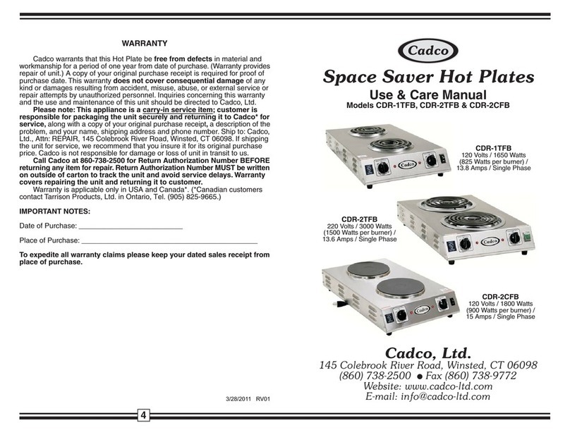 Cadco CDR-1TFB User manual