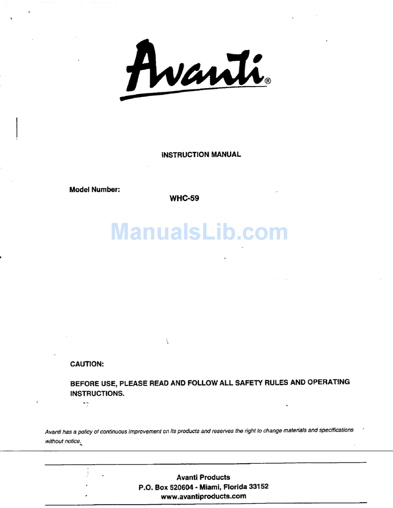 Avanti WHC-59 User manual