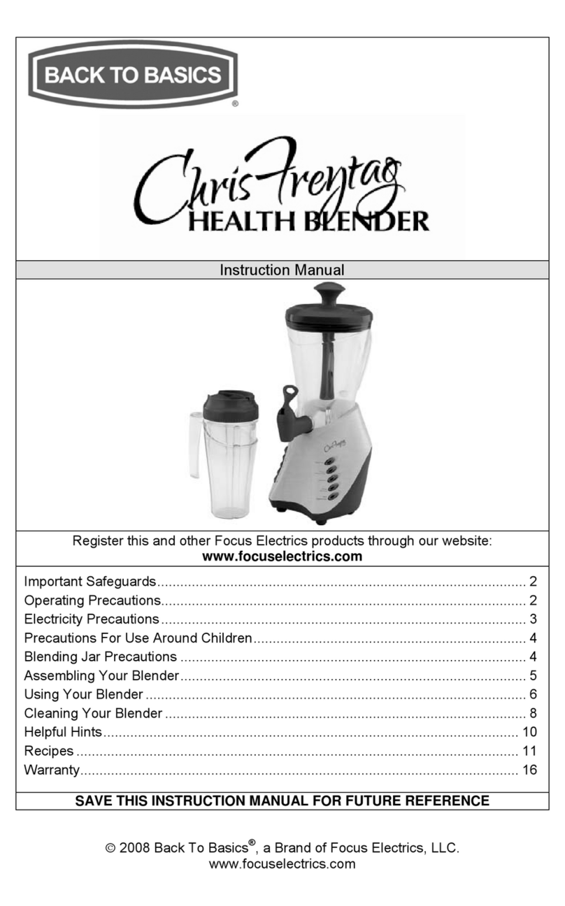 Back to Basics Health Blender instruction manual