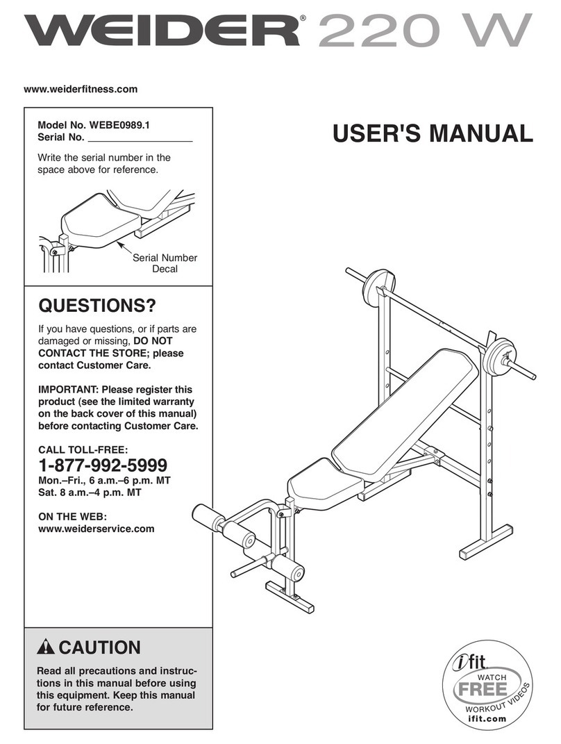 Weider WEBE0989.1 User manual