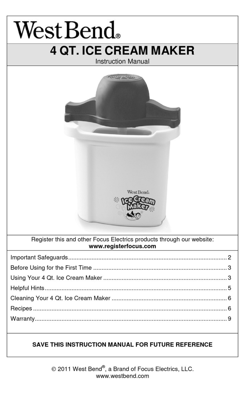 West Bend 4 QT. ICE CREAM MAKER instruction manual