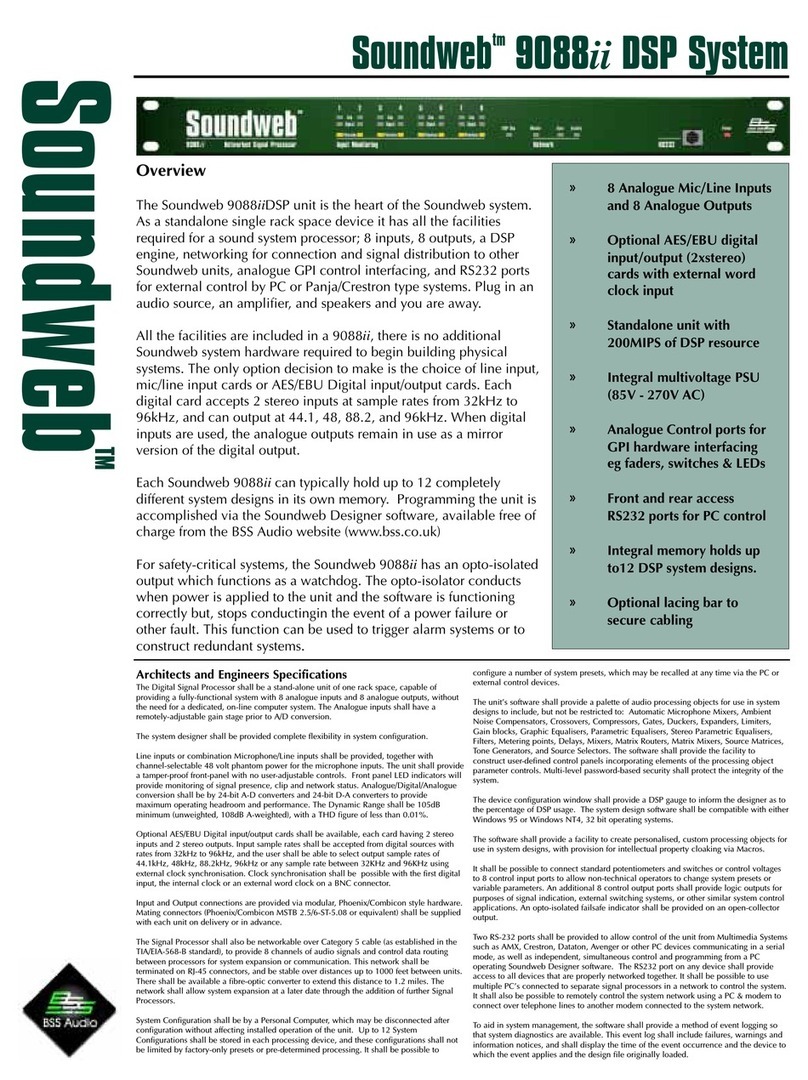 BSS Audio Soundweb 9088ii DSP System   User manual