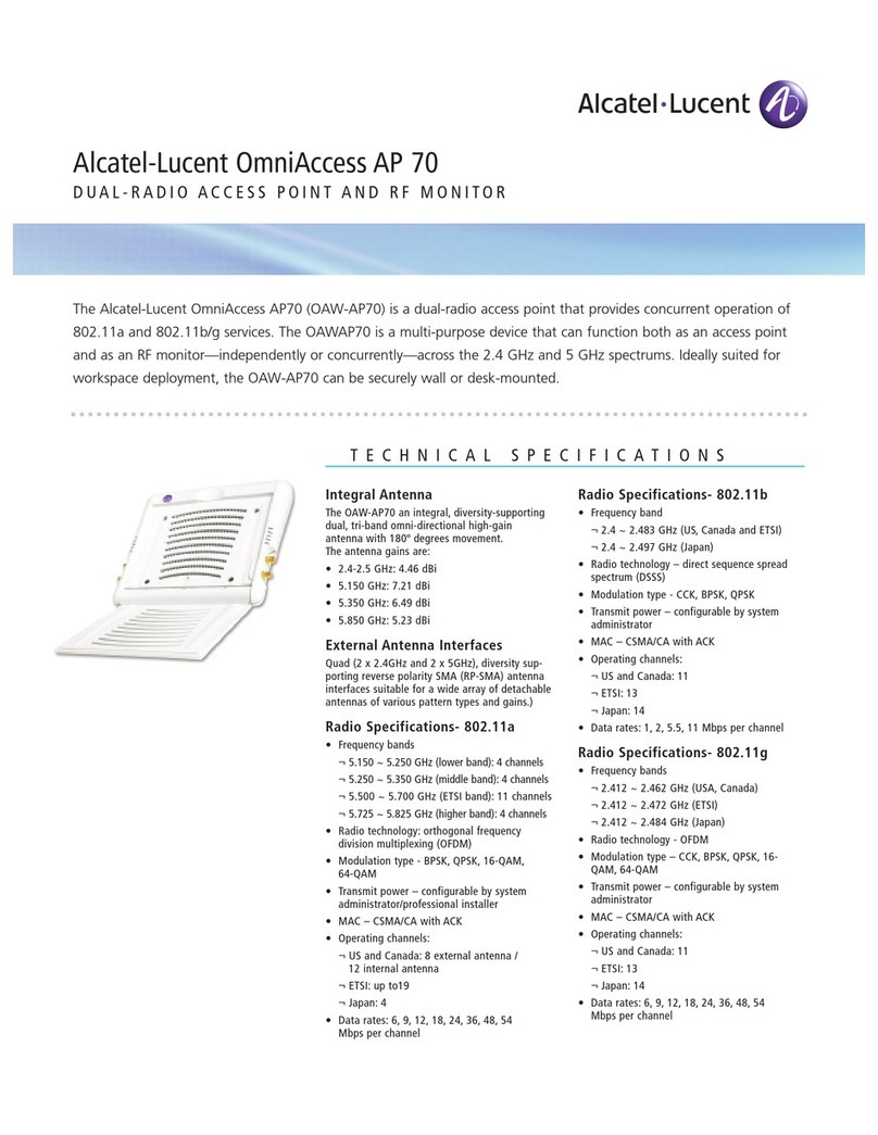 Alcatel-Lucent OmniAccess AP 70 Technical specifications