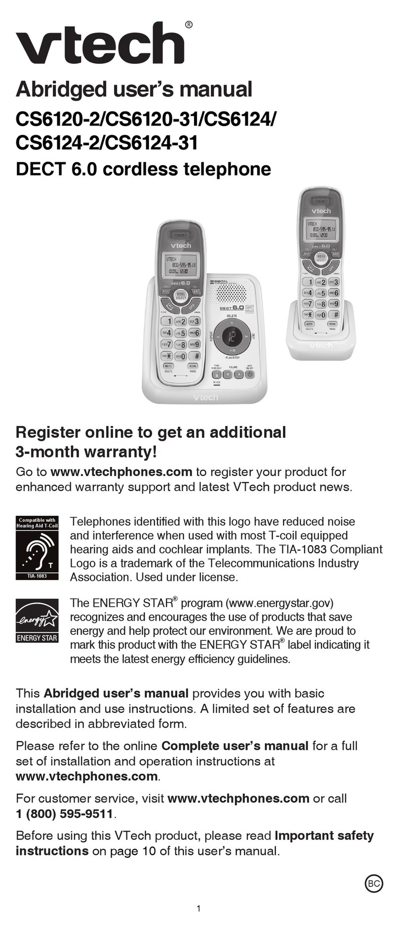 V-tech CS6120-2 User manual
