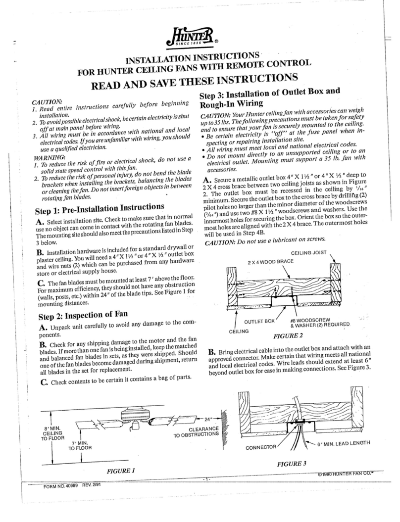 Hunter Hunter Ceiling fans User manual