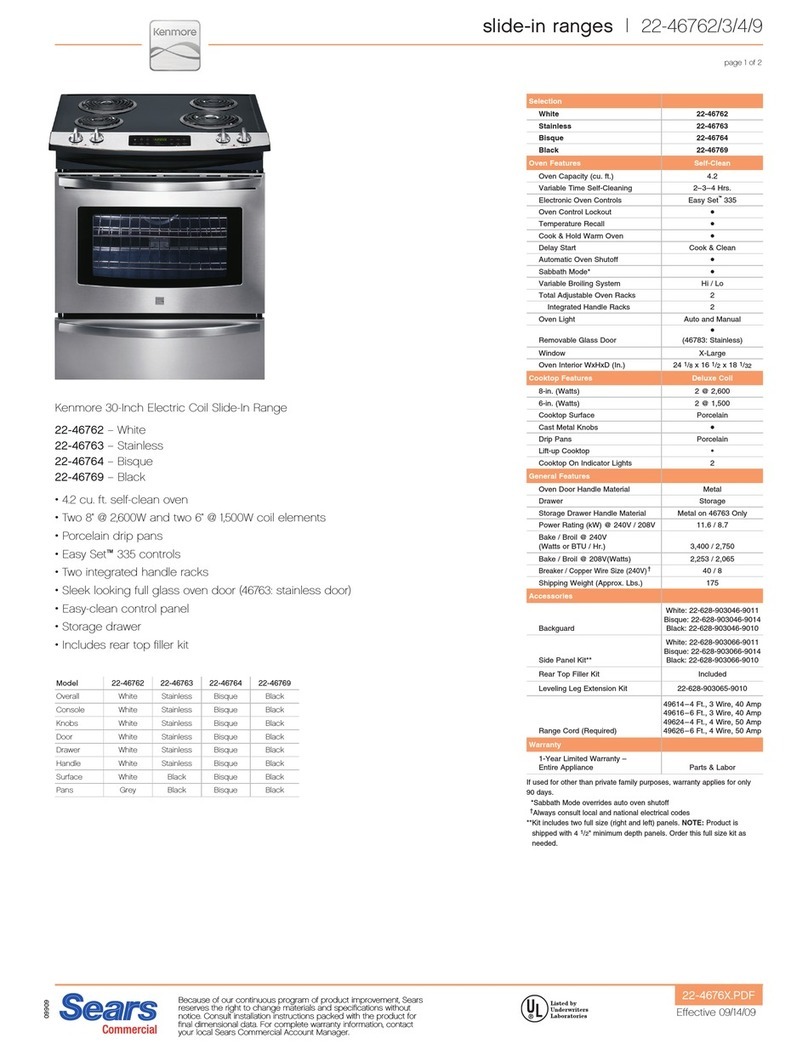 Kenmore 22-46762 User manual
