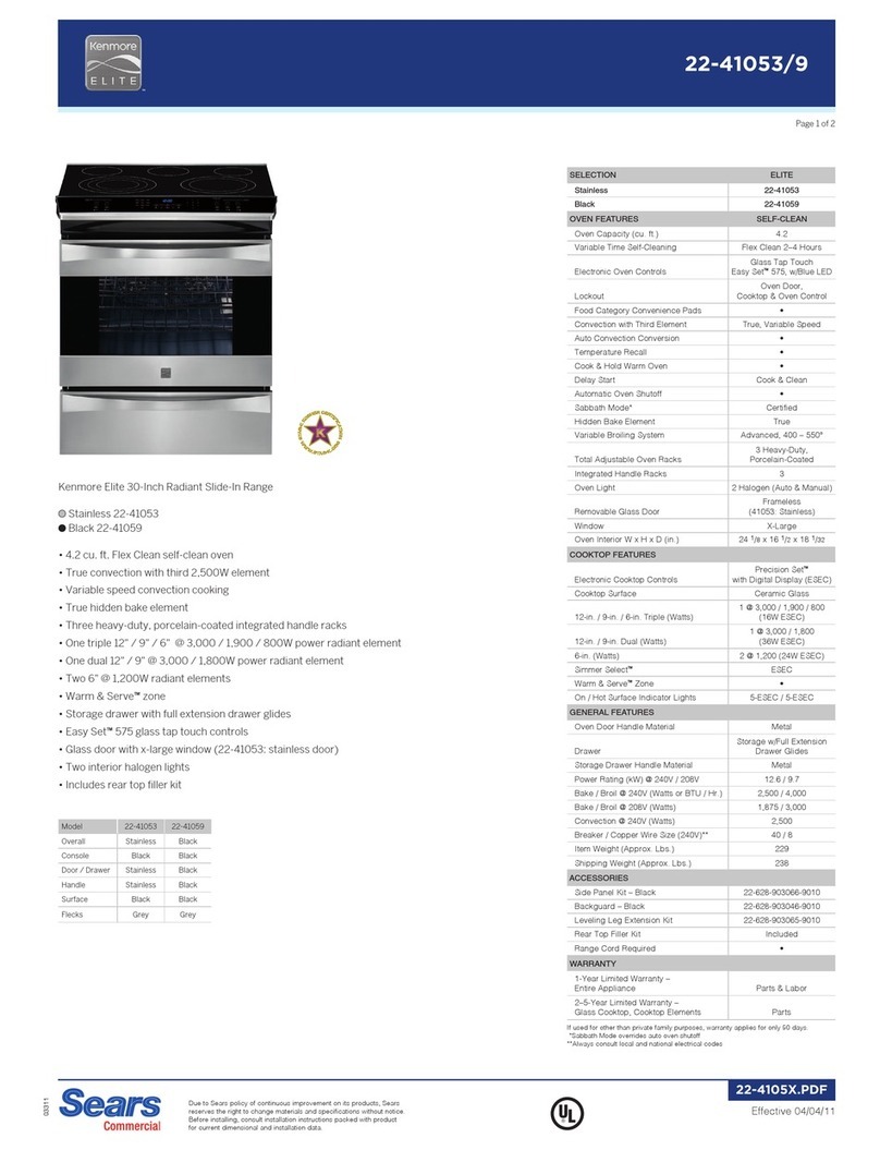 Kenmore 22-41053 Specifications