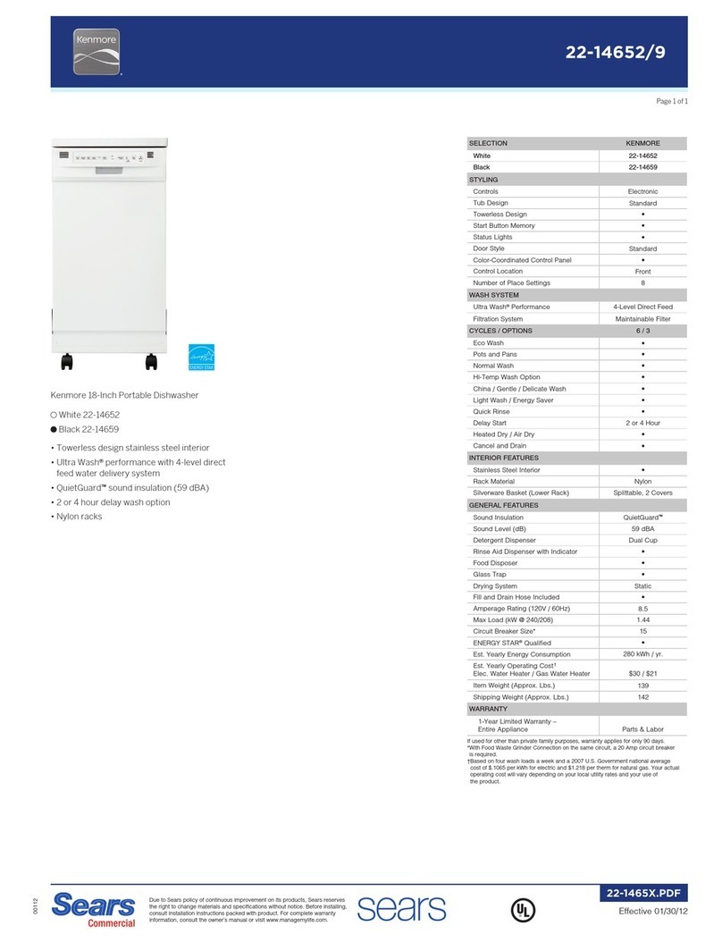 Kenmore 22-14652 Specifications