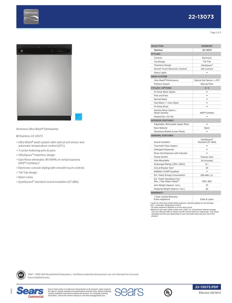 Kenmore 22-13073 Specifications