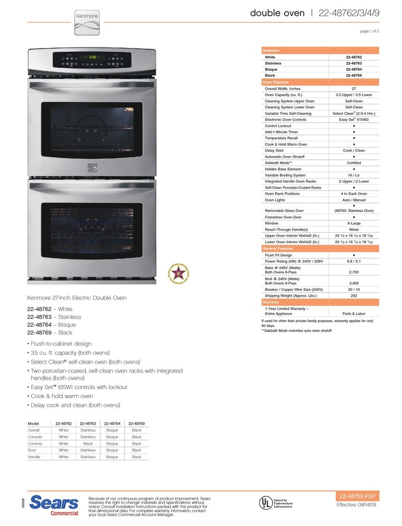 Kenmore 22-48762 Specifications