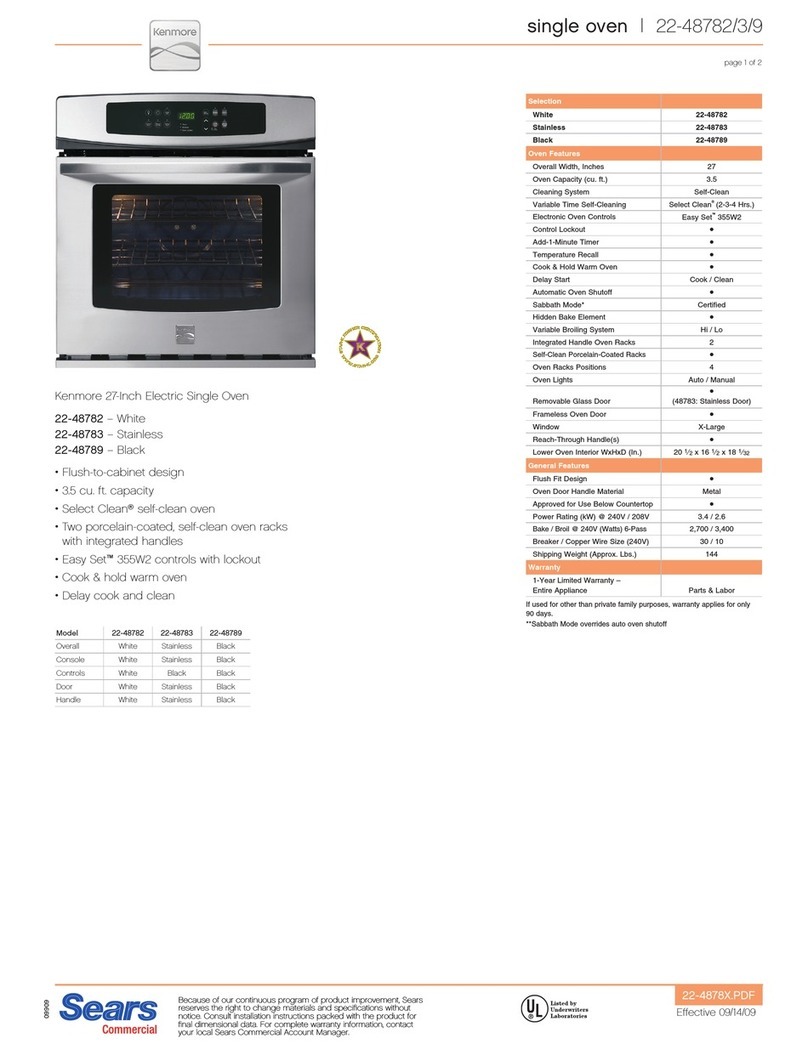 Kenmore 22-48782 Specifications