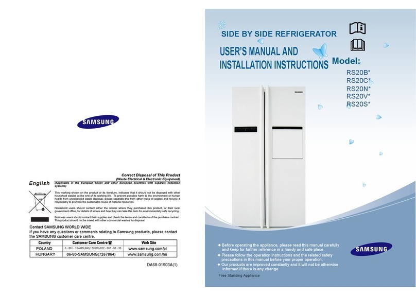 Samsung RS20V Series User manual and installation instructions