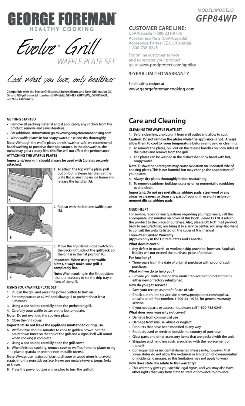 George Foreman Evolve Grill GFP84WP user manual