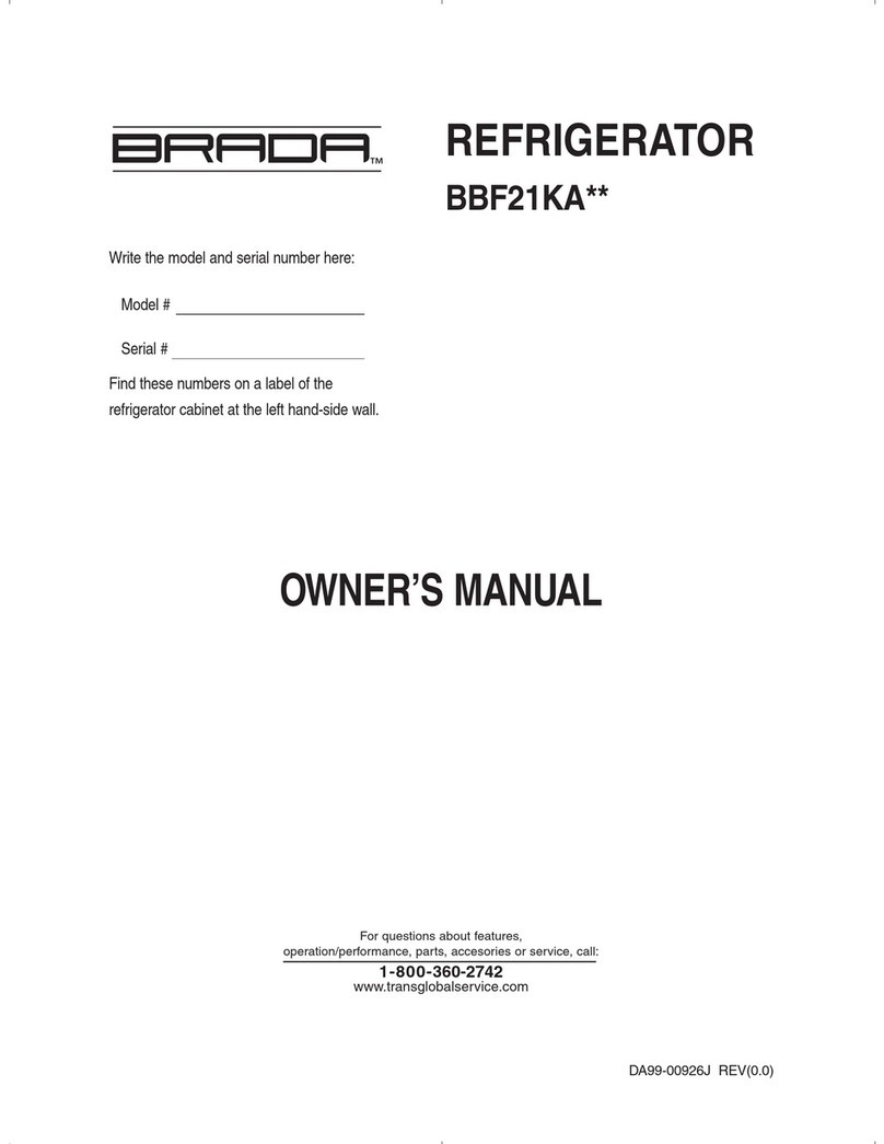 Brada Appliances BBF19KA Series owner's manual